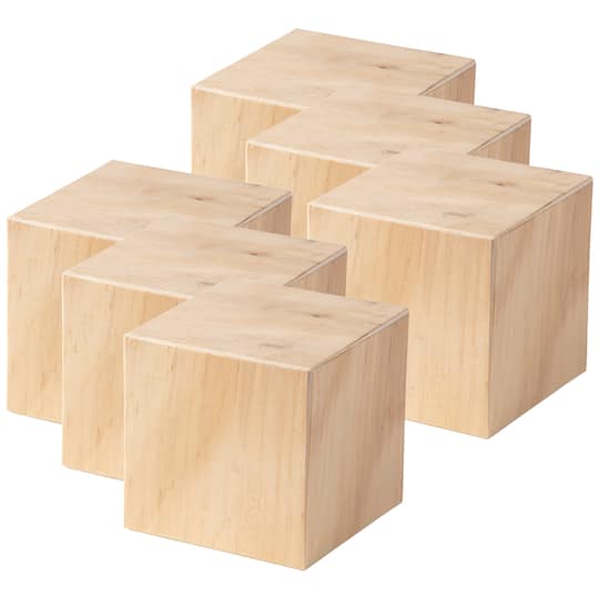 6 Pack: 3&#x22; Wood Square Block by Make Market&#xAE;
